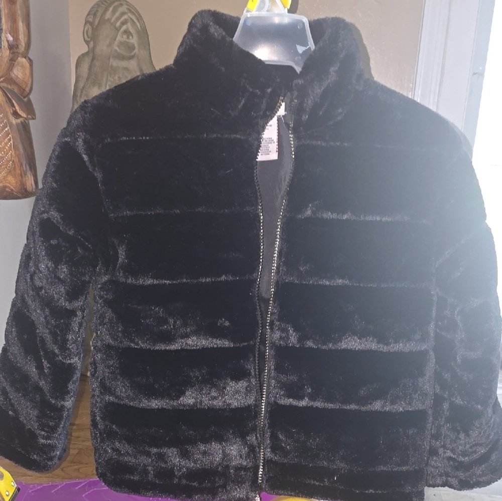 Black Faux Fur Kids Jacket